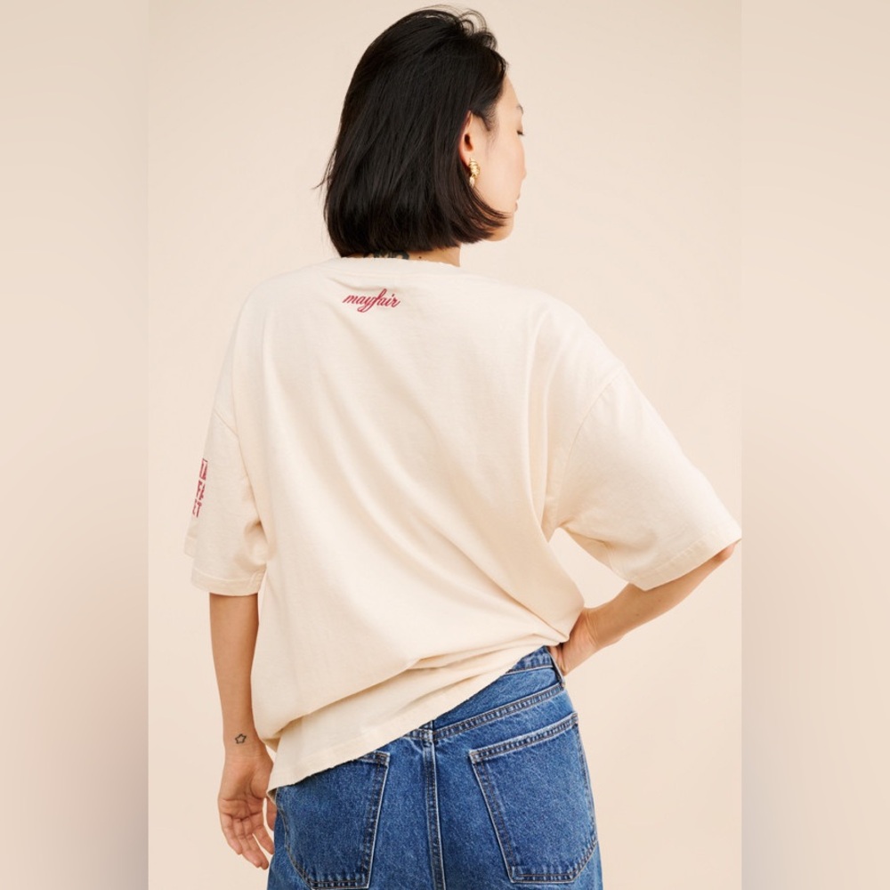 Anthropologie Rooting For U Collegiate T Shirt Distressed NWOT Women Size XXL - Picture 2 of 9